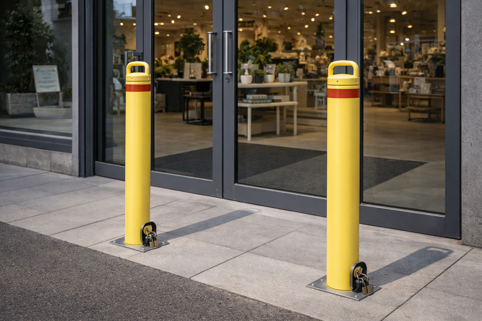 Shopfront Access with Removable Bollards