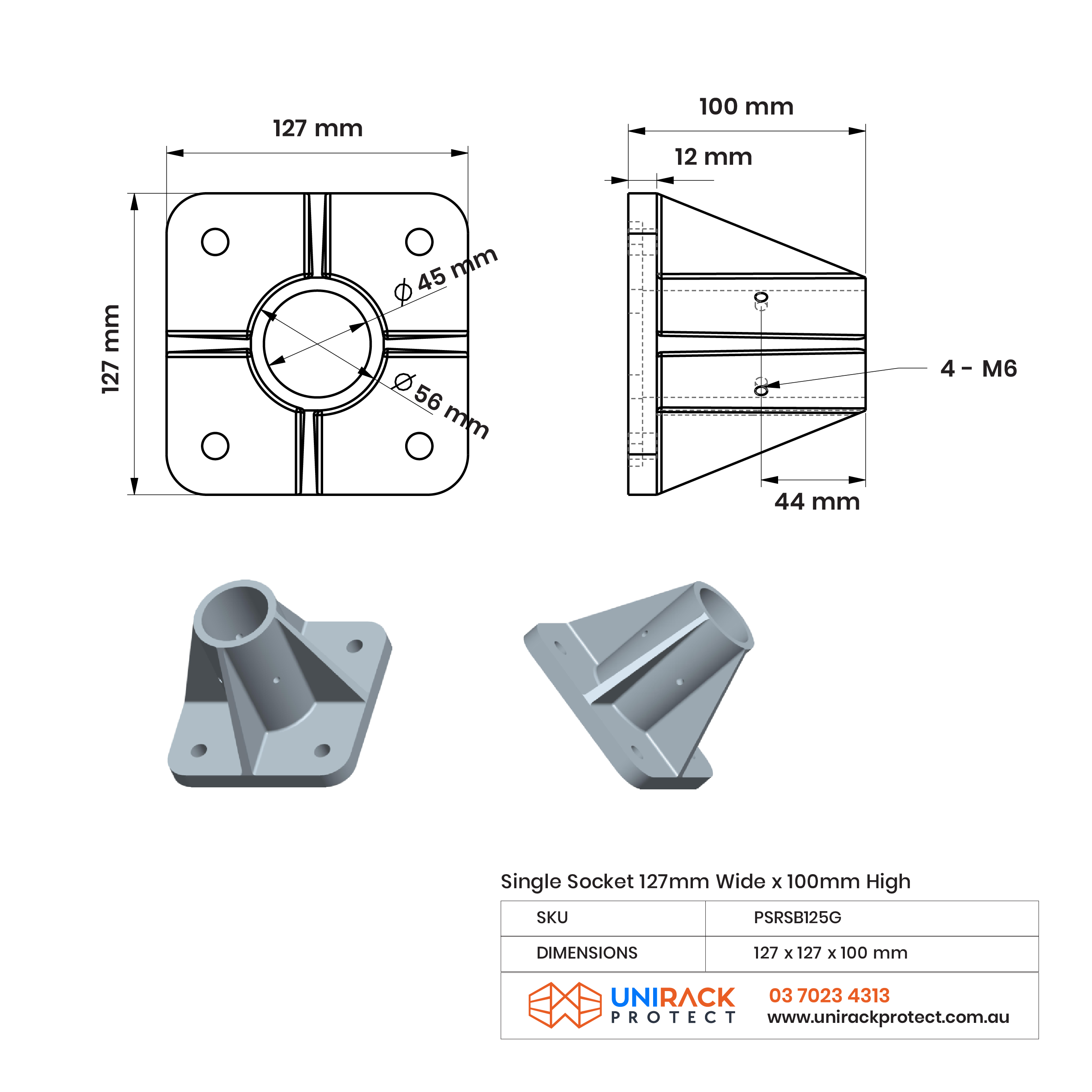Mounting Plate - Single Socket